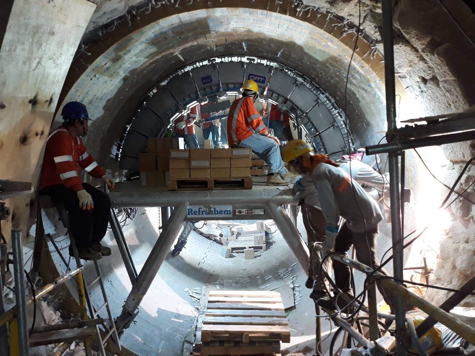 Refrachem specialists completing a refractory installation